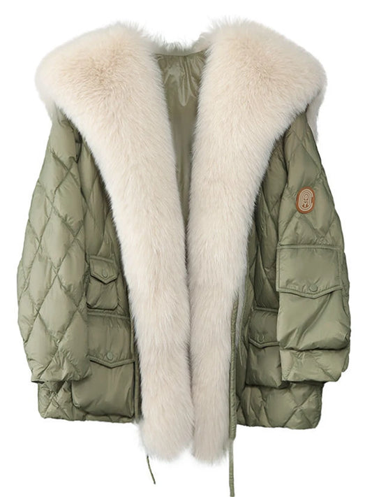 Oversized Fluffy Faux Fur Winter Duck Down Jacket