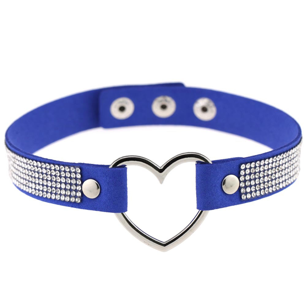 Harajuku Soft Girl Rhinestone Heart Collar Necklace