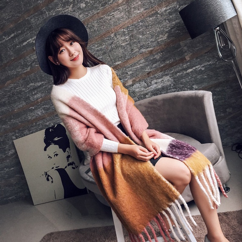Mingjiebihuo Harajuku Style Plaid Scarf Shawl