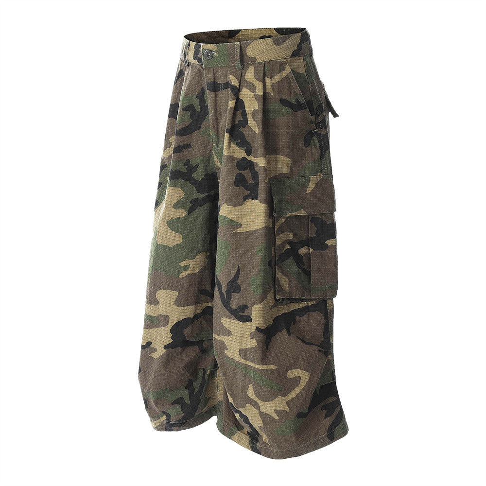 Men's Loose Wide-Leg Camouflage Summer Work Shorts