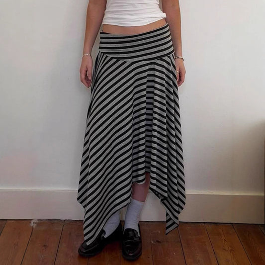 Harajuku Style Striped Irregular Drape Skirt