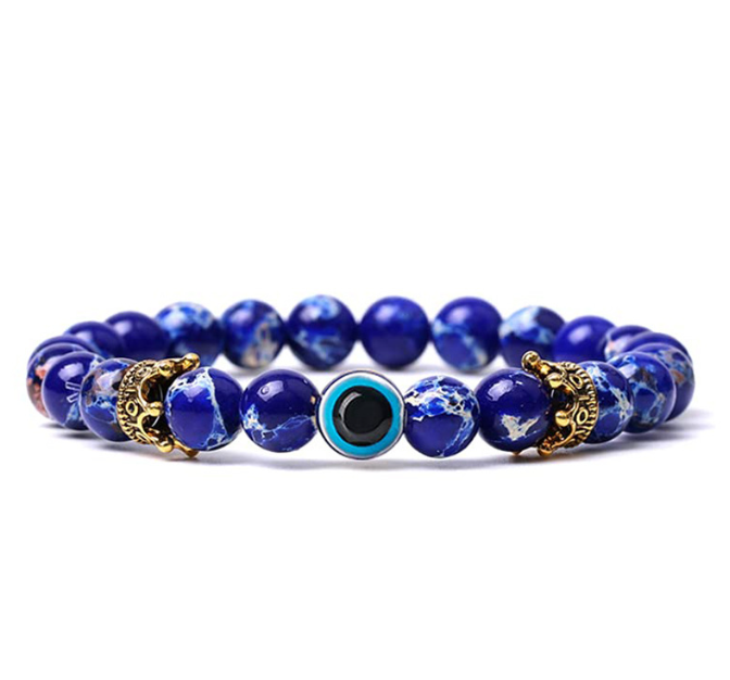 Playful Natural Tiger Eye Crown Bracelet for Couples
