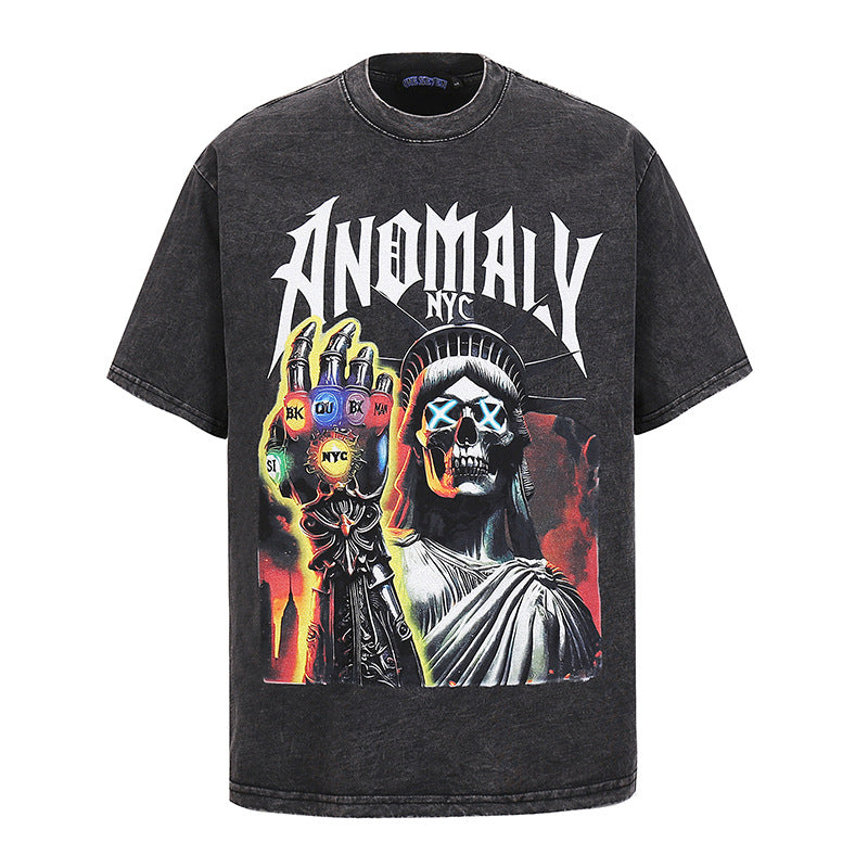 Harajuku Skull Print Pure Cotton Tee - Vintage Style
