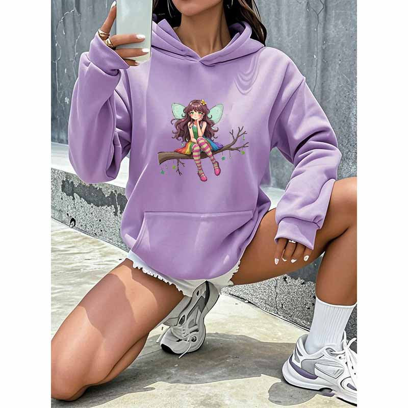 Cartoon Fairy Hooded Sweatshirt - Playful Harajuku Style