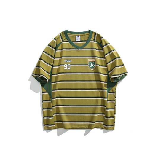 Color Blocked Patchwork Round Neck Jersey T-Shirt