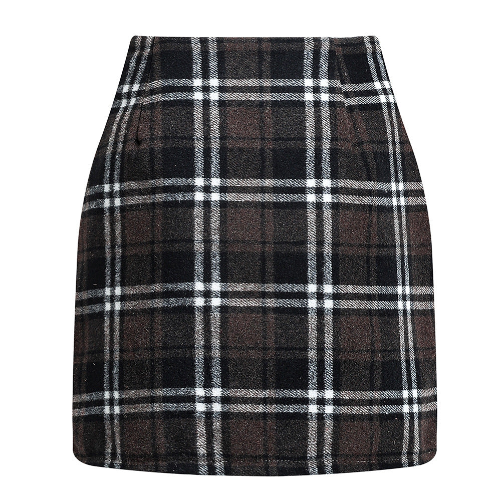 Women's High Waisted Plaid Pencil Skirt - Harajuku Style