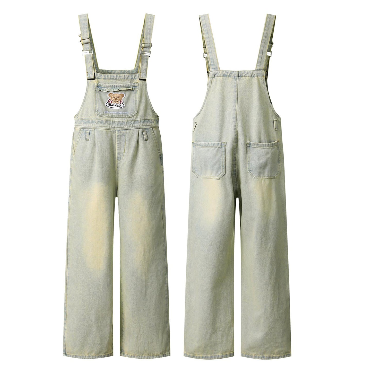Embroidered Denim Overalls - Harajuku Style