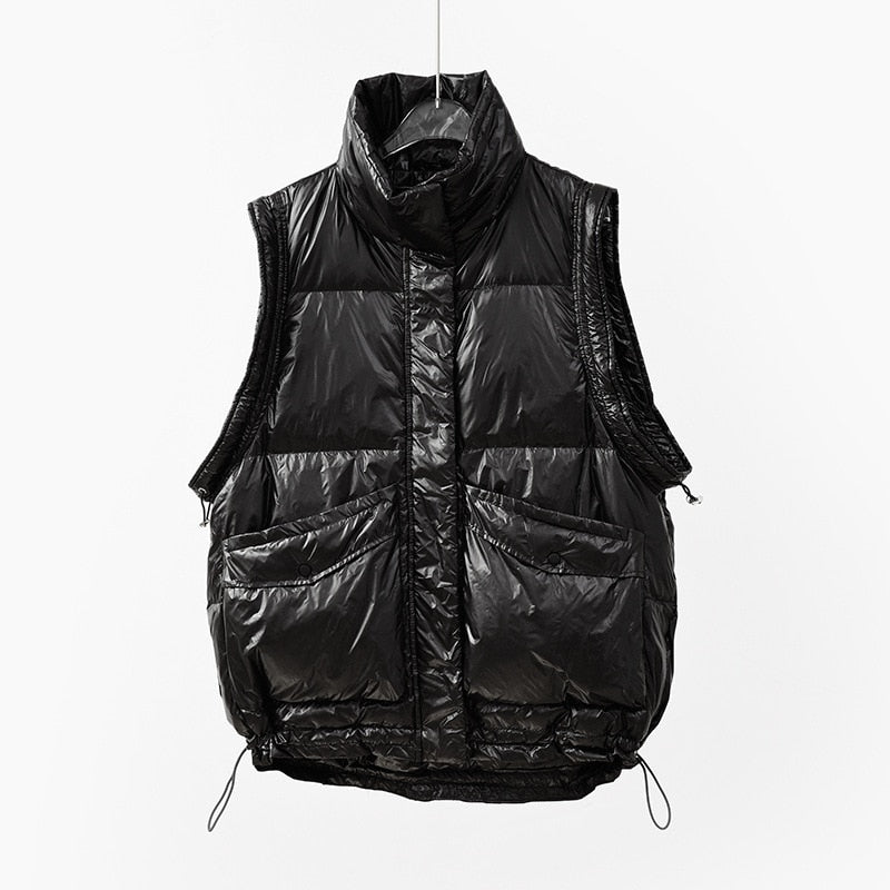 Harajuku Style White Down Winter Vest for Women