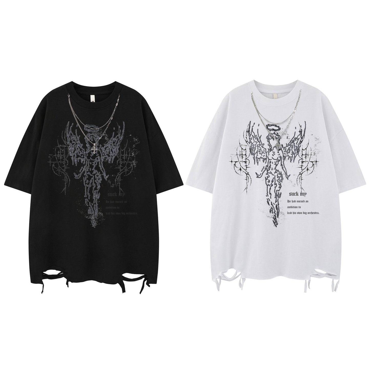 Harajuku Style Angel Print Short Sleeve T-Shirt