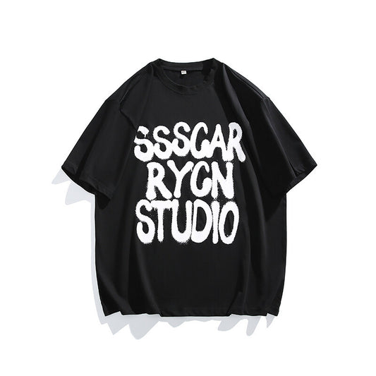 Harajuku Style Letter Graffiti Print Casual Shirt