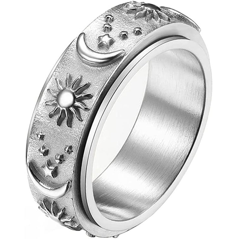Titanium Steel Star Moon Sun Ring - Harajuku Style Jewelry