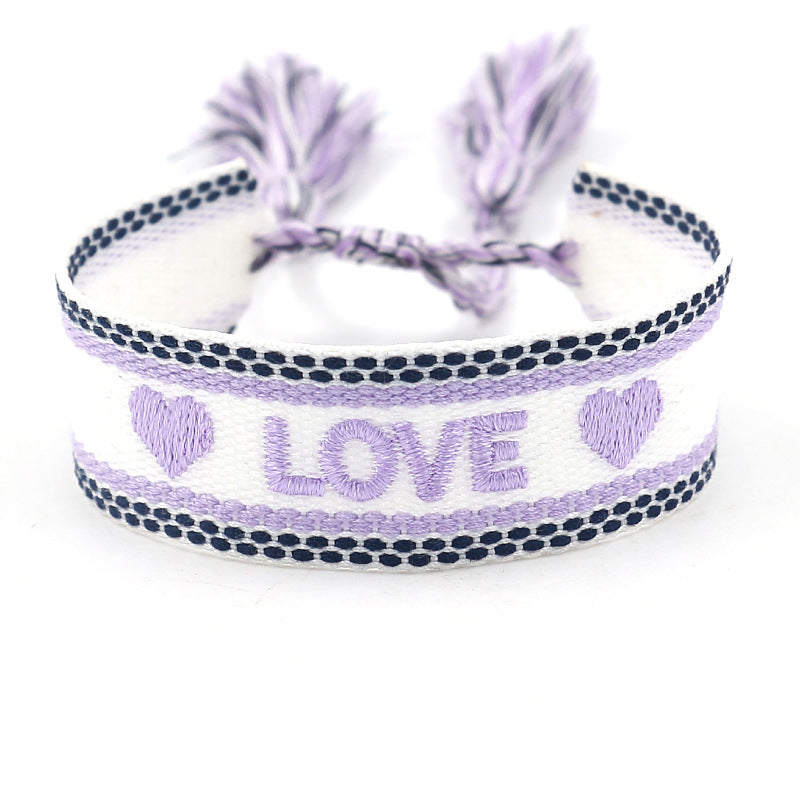 Embroidered Logo Woven Tassel Couple Wrist Strap Bracelets