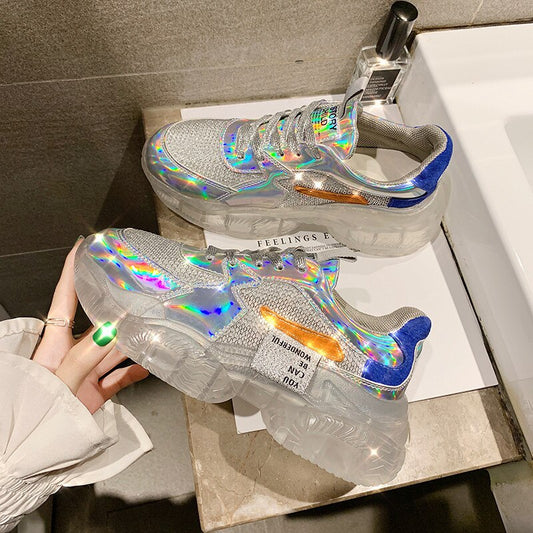 Crystal Sneakers Women Flats Shoes - Dazzle Jelly Casual Footwear