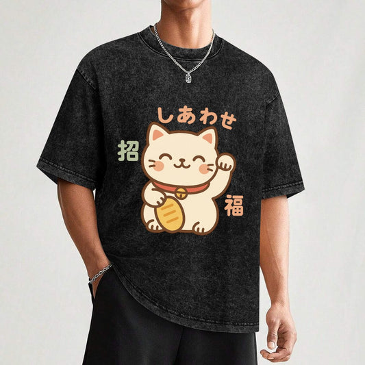 Harajuku Kawaii Lucky Cat T-Shirt