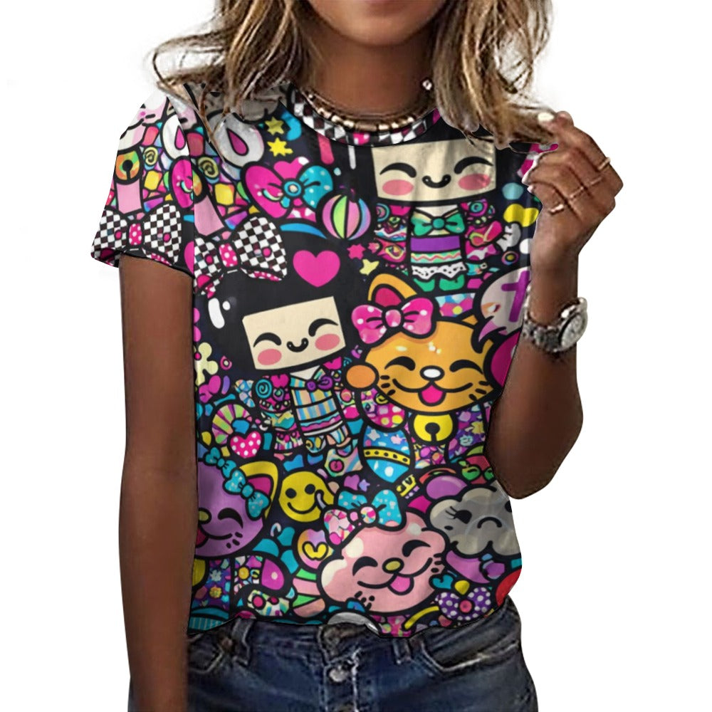 Harajuku Pop Parade Women's 100% Cotton T-Shirt
