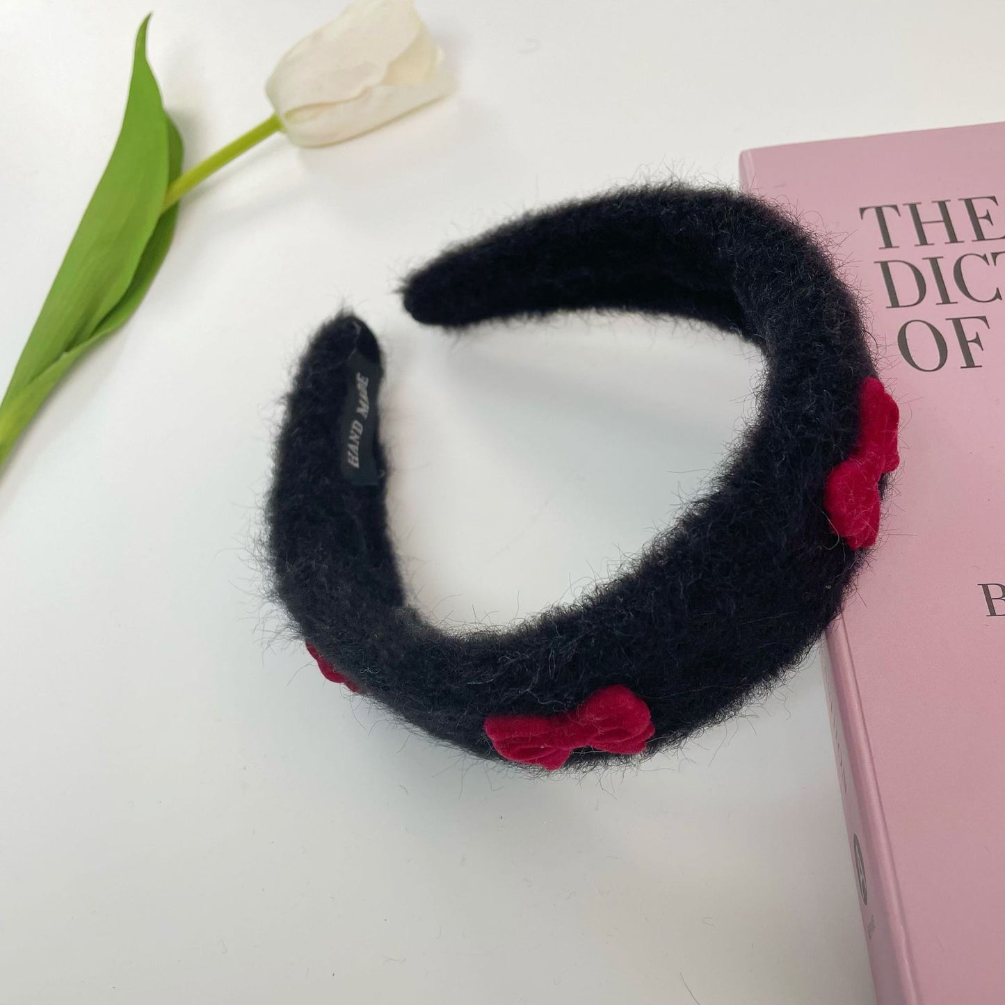 Korean Cute Flower Plaid Plush Hair Hoop