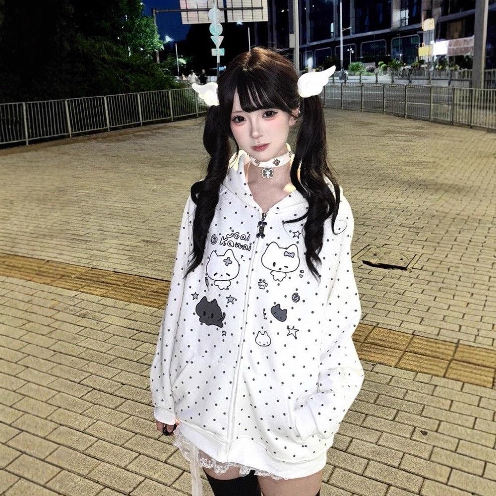 Cute Cat Print Hoodie