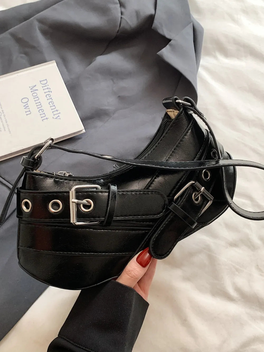 Leather Buckle Shoulder Bag