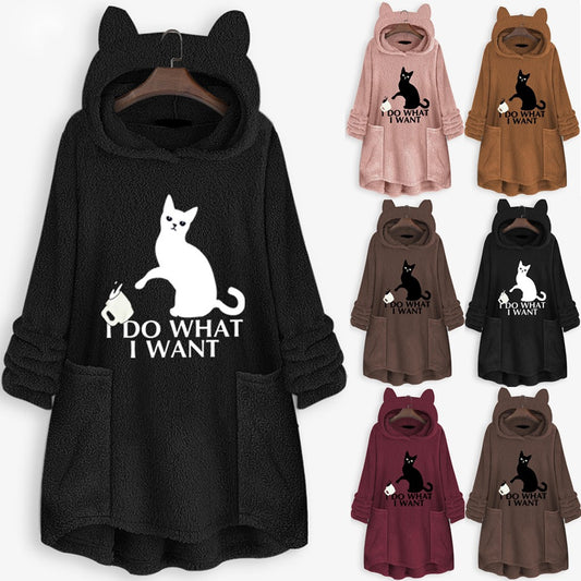 Harajuku Cat Ear Hoodie Sweatshirt for Women