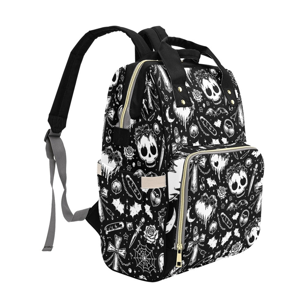 Skulls Goth Pattern Multi-Function Backpack