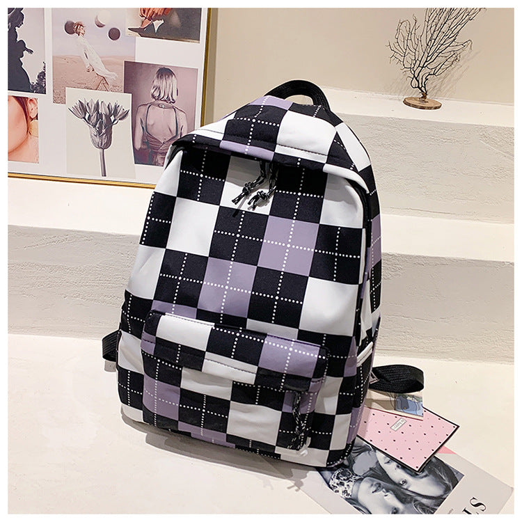 Harajuku Style Plaid Schoolbag - Retro Large Capacity Backpack