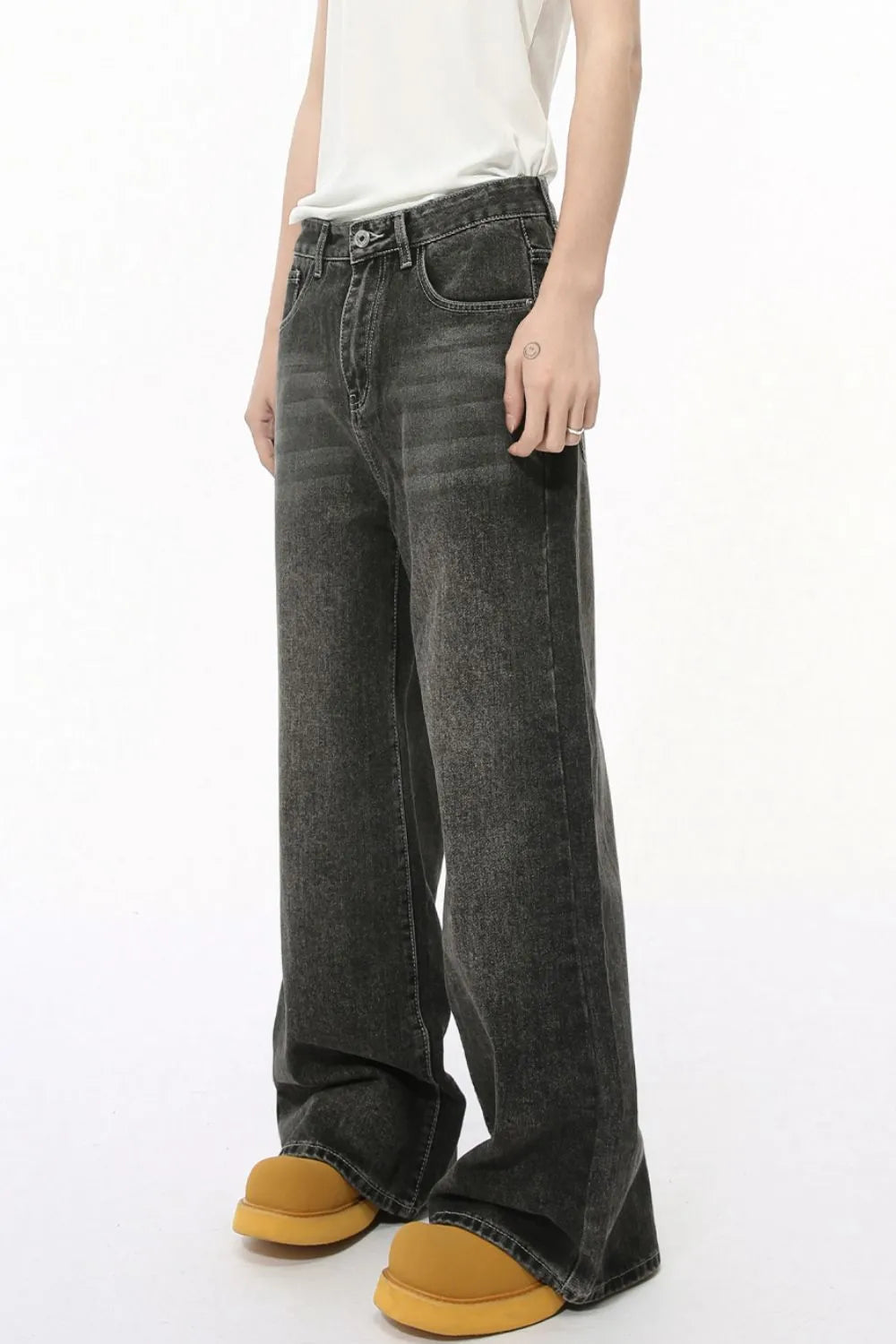 Harajuku Wide Leg Men's Jeans with Pockets