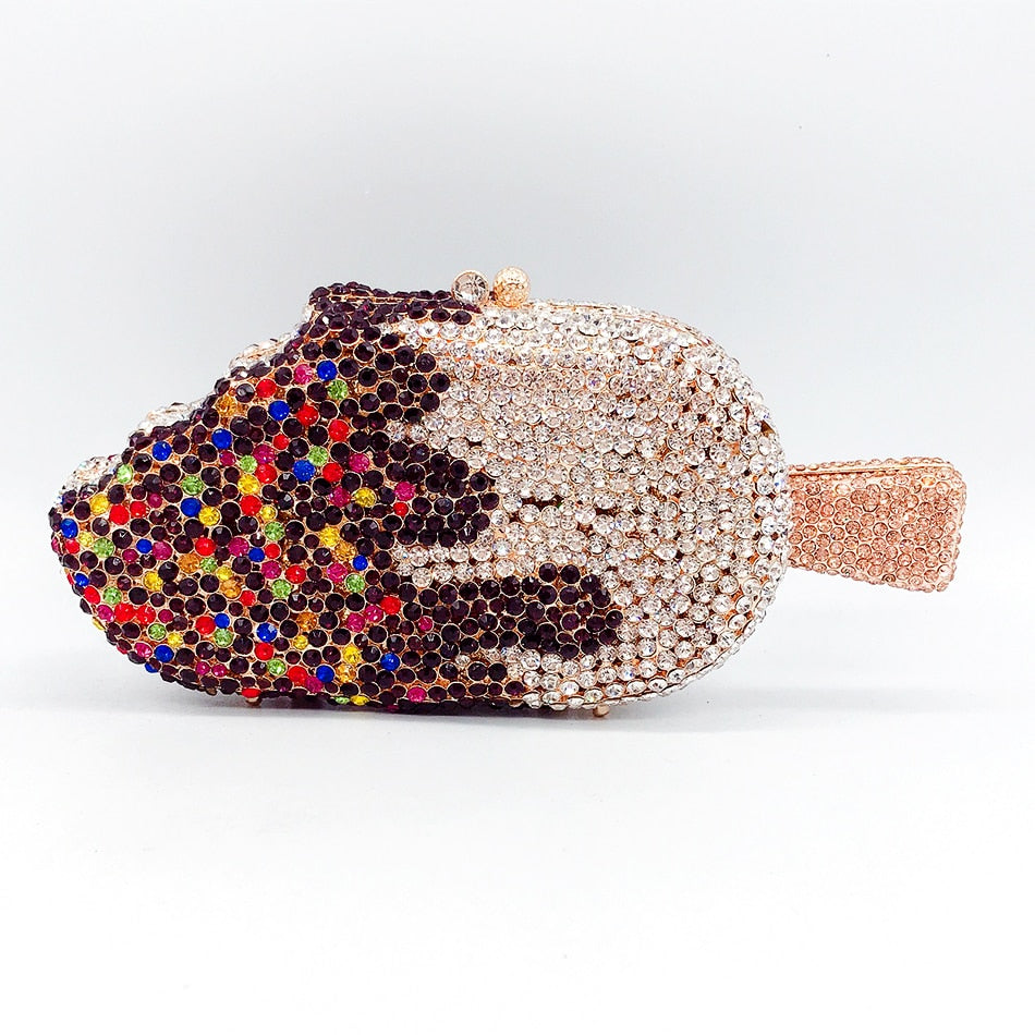 Ice Cream Diamond Evening Clutch Bag - Kawaii Rhinestone Purse