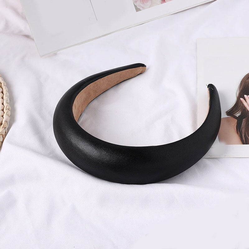 Women PU Padded Wide Sponge Headband