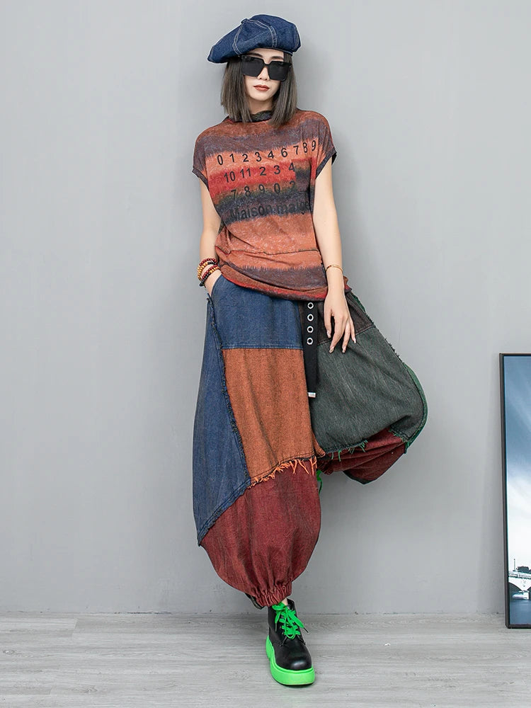 Harajuku Patchwork Pocket Pants - Loose Fit Ankle-Length