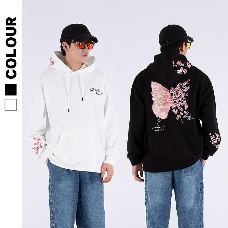 Harajuku Style Plum Blossom Stamping Hoodie