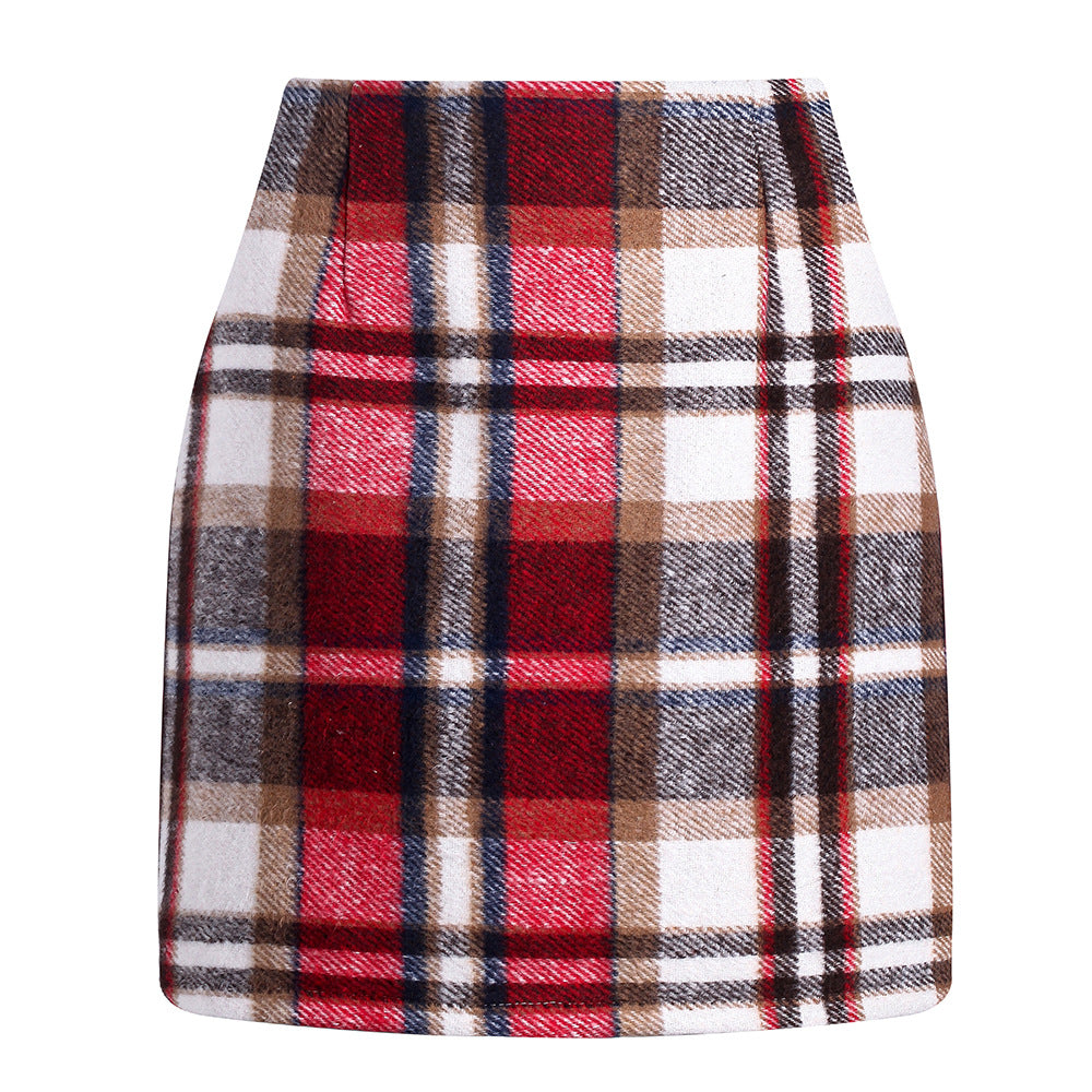 Women's High Waisted Plaid Pencil Skirt - Harajuku Style