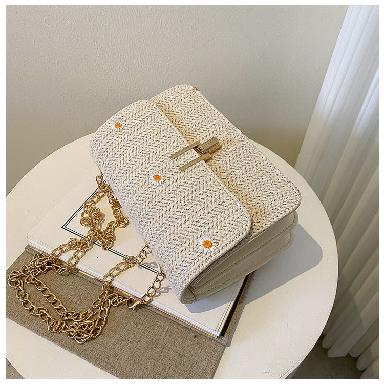 Korean Lace Flower Woven Summer Bag - Versatile Chain Messenger