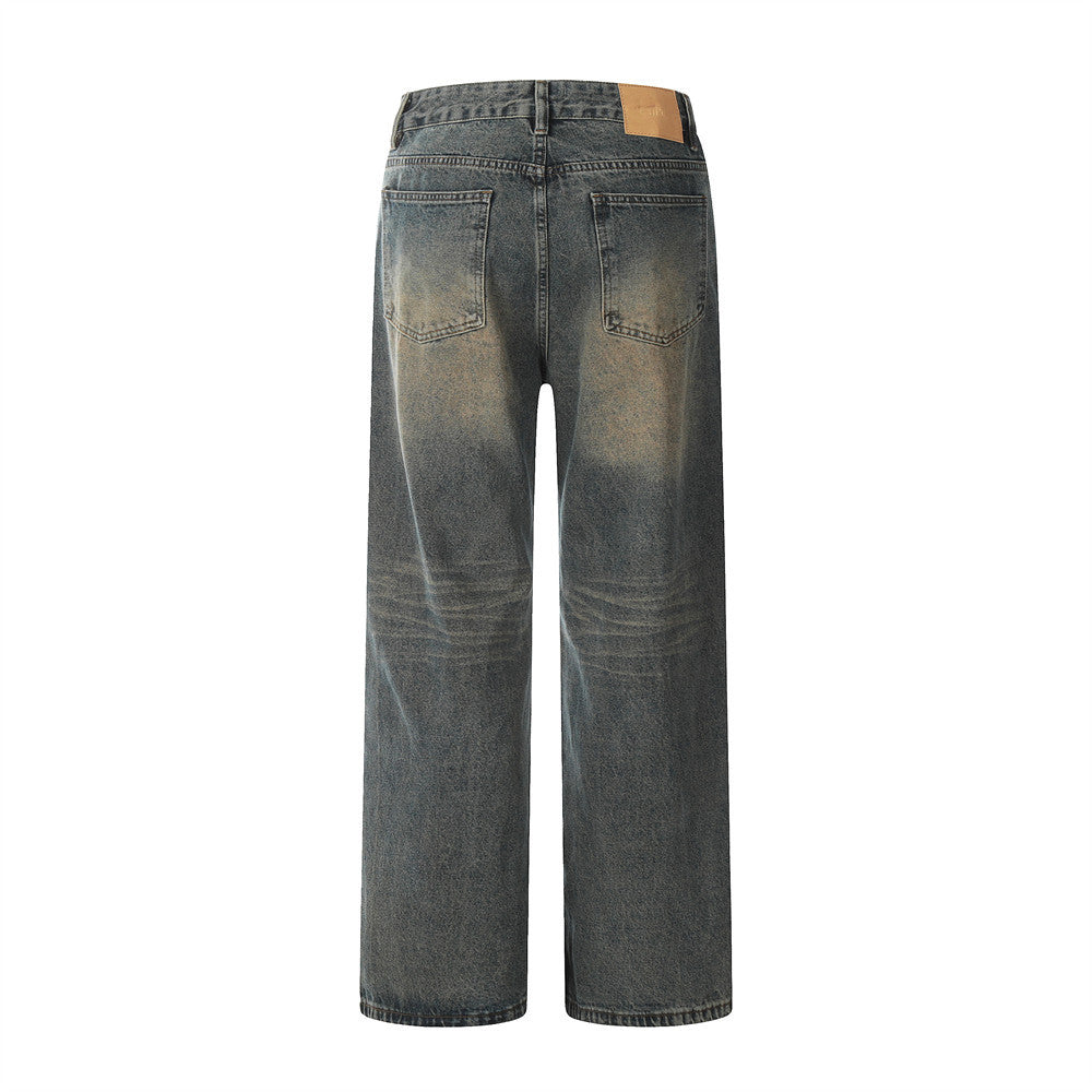 Faded Denim Street Style Long Pants for Men