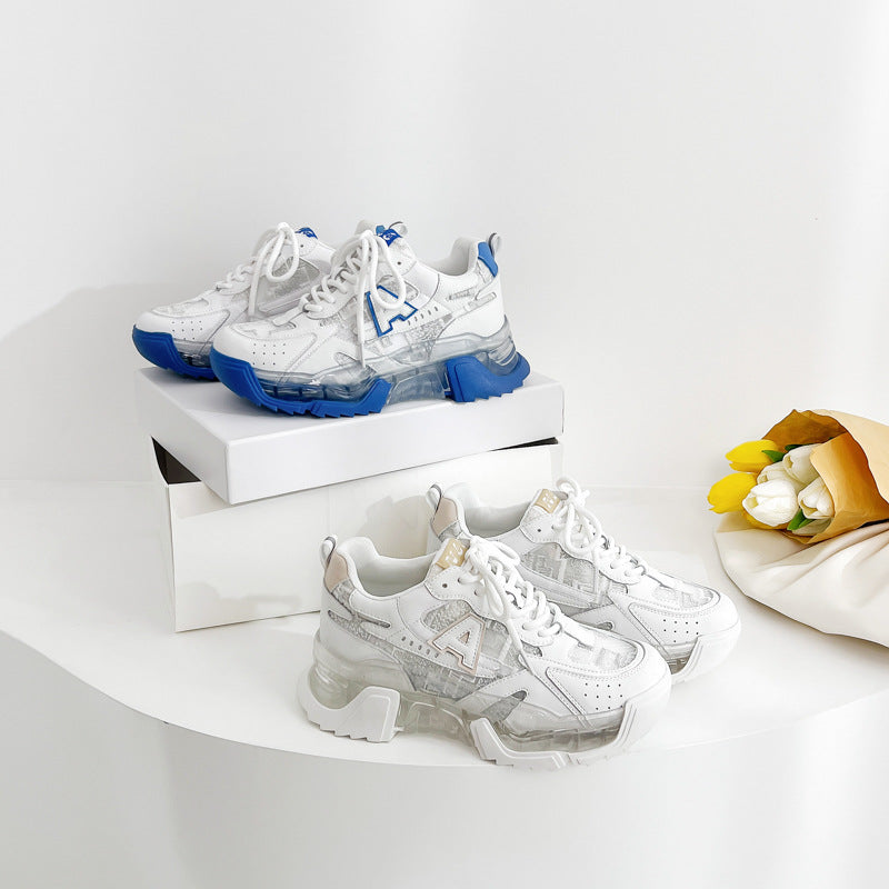 Harajuku Style Casual Sports Shoes for Women - Breathable White Leather
