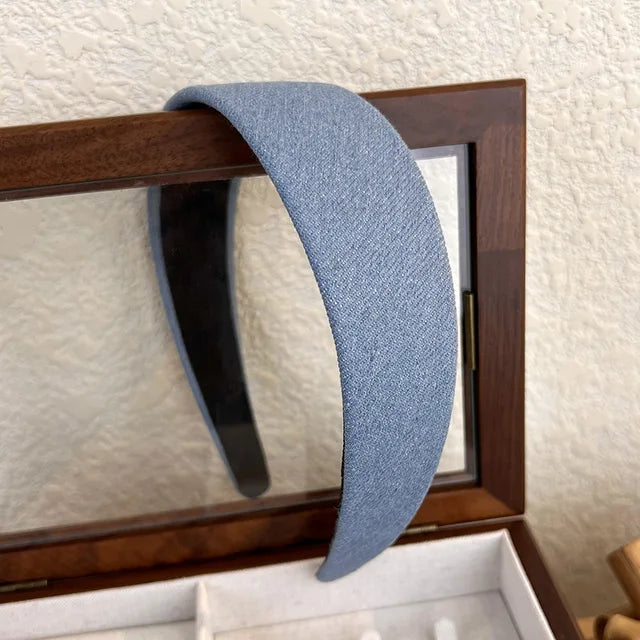 Retro Wide Edge Denim Headband for Women