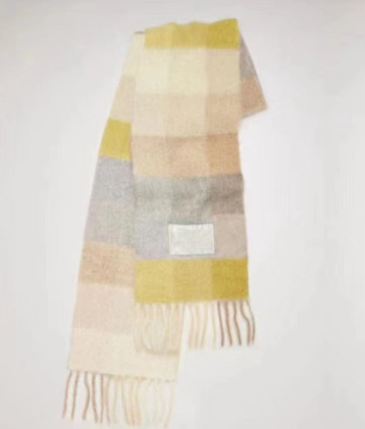 Rainbow Plaid Tassel Scarf for Autumn & Winter