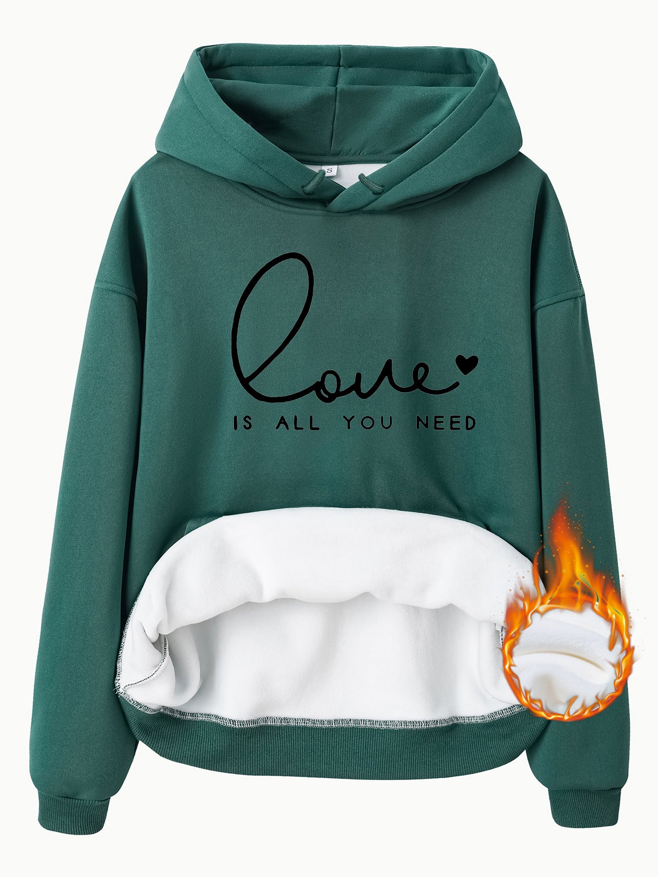 Hooded Long Sleeve Fleece Hoodie Top with IS ALL Print