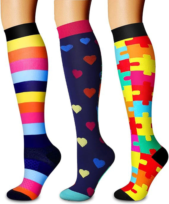 Sports Compression Socks - Long Tube Calf Socks for Skipping Rope and Cycling