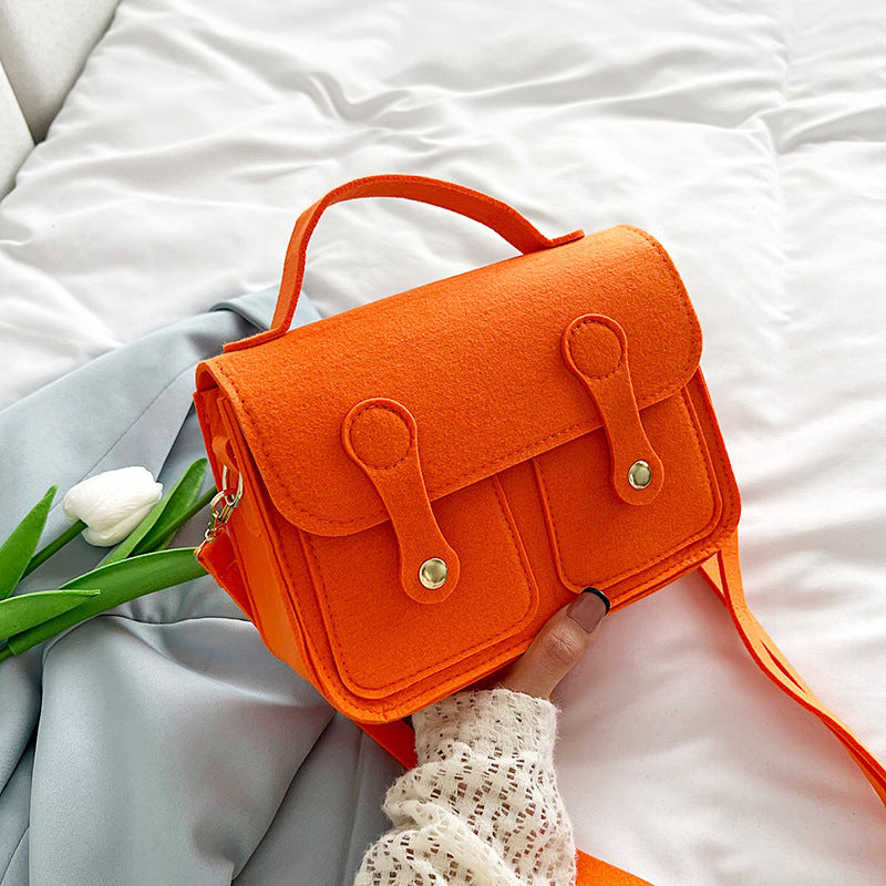 Retro Contrast Color Handbag - Harajuku Style