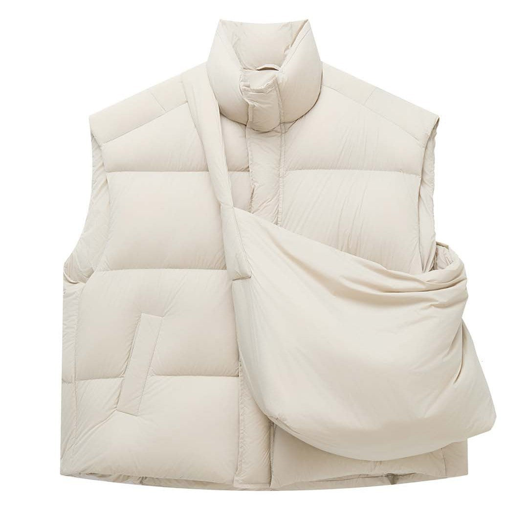 Vest w/Sling Backpack - Duck Down Sleeveless Layer Slim Fit Warm
