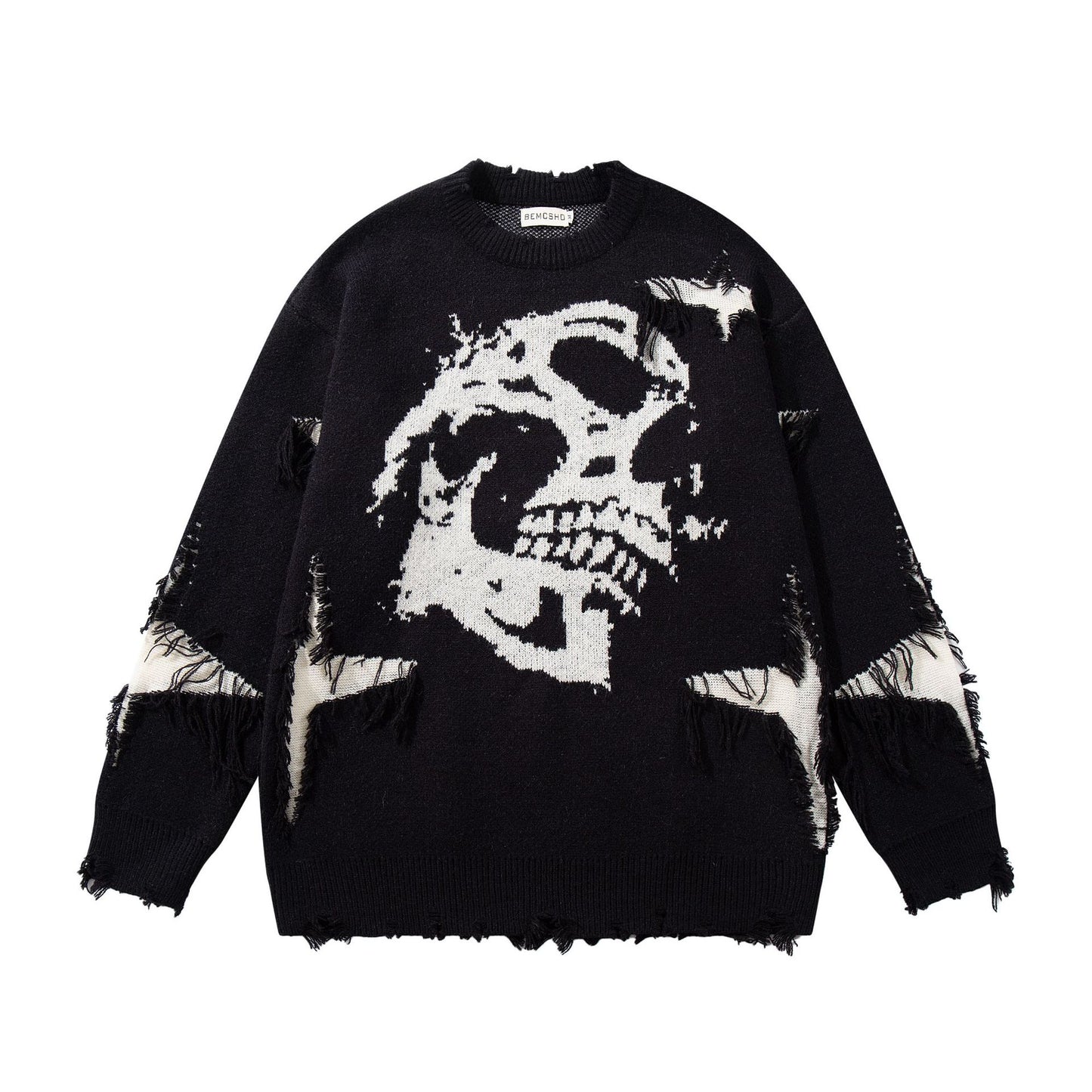 Fuzzy Gothic Skull Sweater