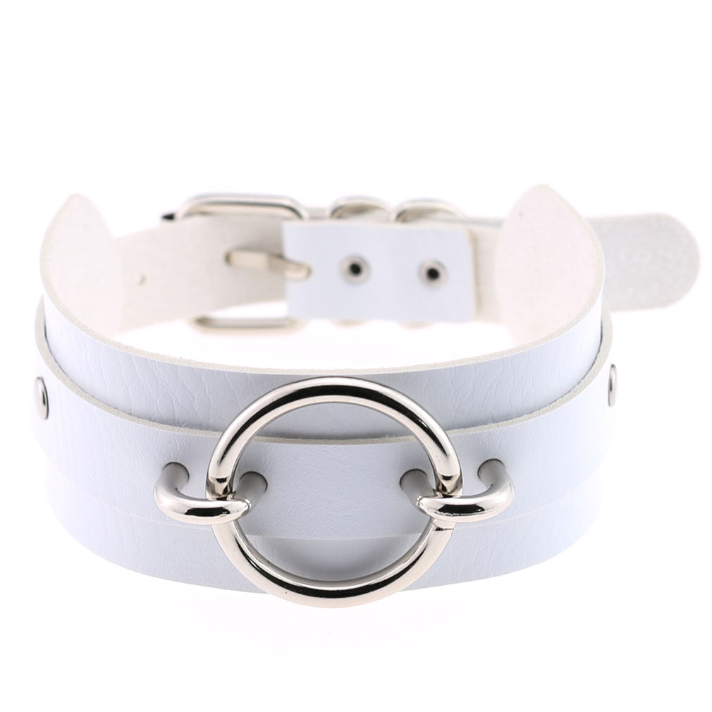 Harajuku Exaggerated PU Leather O-Ring Collar Necklace