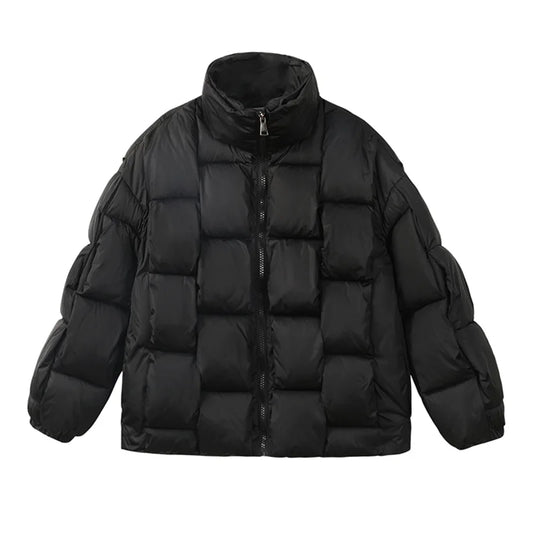 Harajuku Style Green Down Jacket for Women - Short Parka