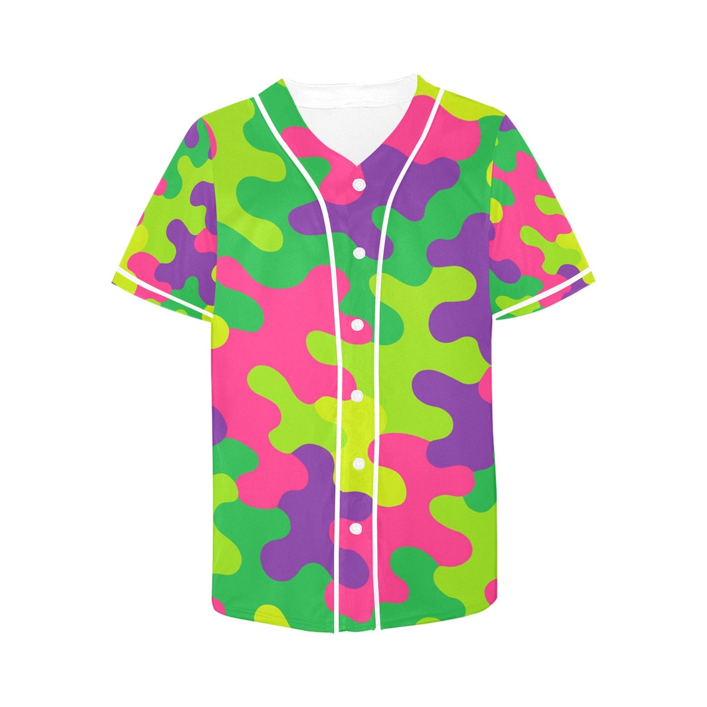 Neon Rainbow Camo Women's All Over Print Baseball Jersey