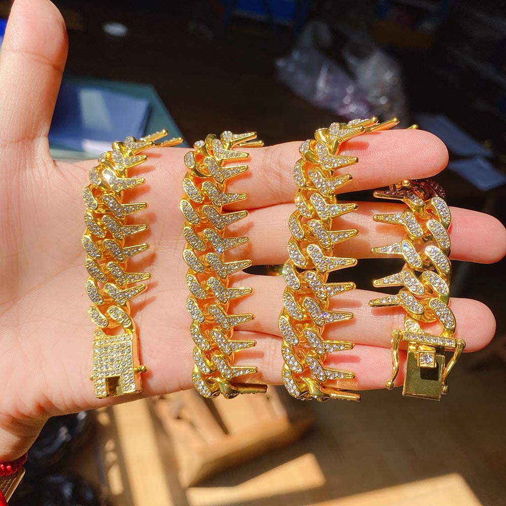 Exaggerated Full Diamond Geometric Necklace - Harajuku Style