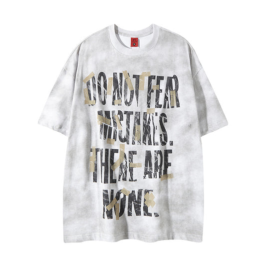 Harajuku Style Spray-Dyed Letter Print Oversized T-Shirt