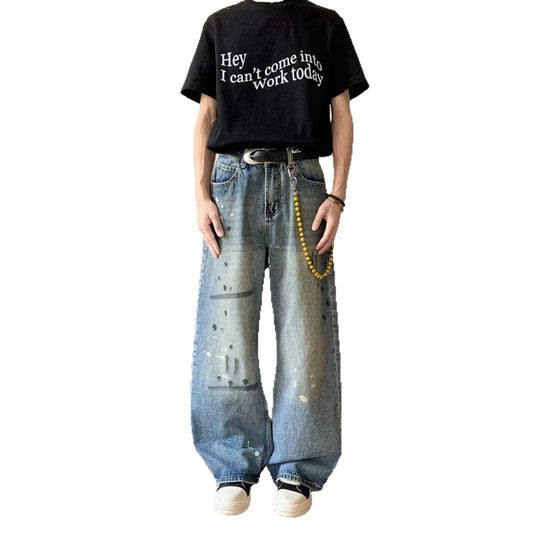 Retro Washed Wide Leg Jeans - Harajuku Style