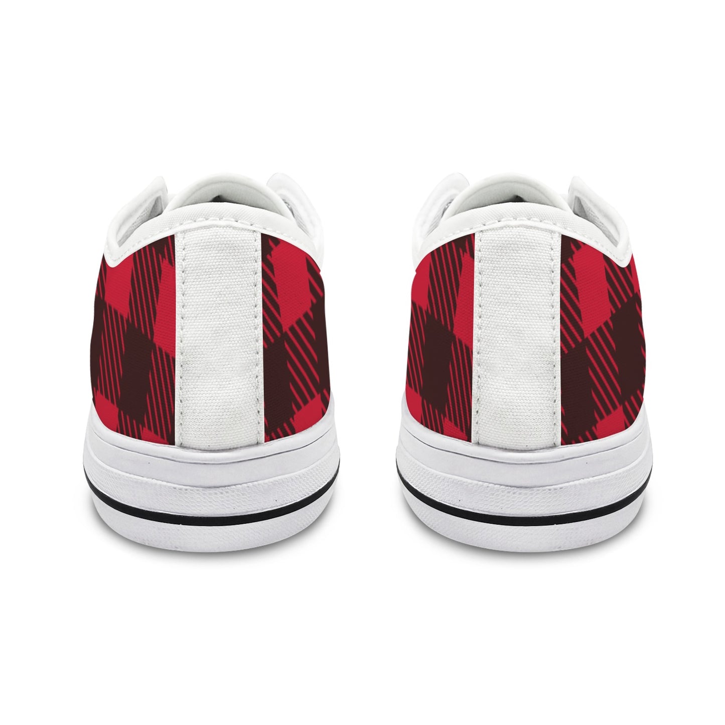 Red and Black Checkerboard Lumberjack Low Top Women's Shoes