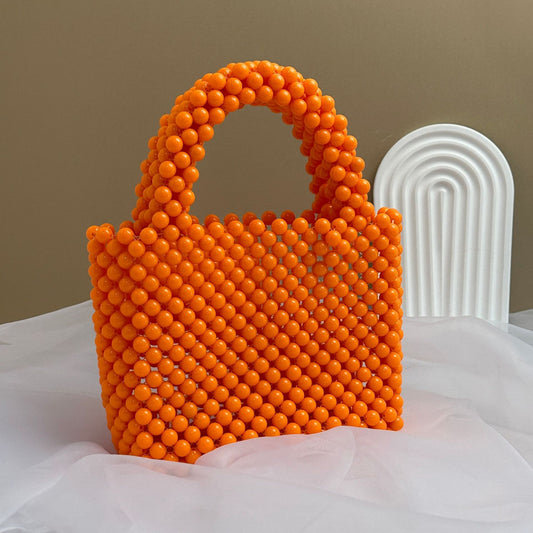 Harajuku Style Solid Color Beaded Handbag