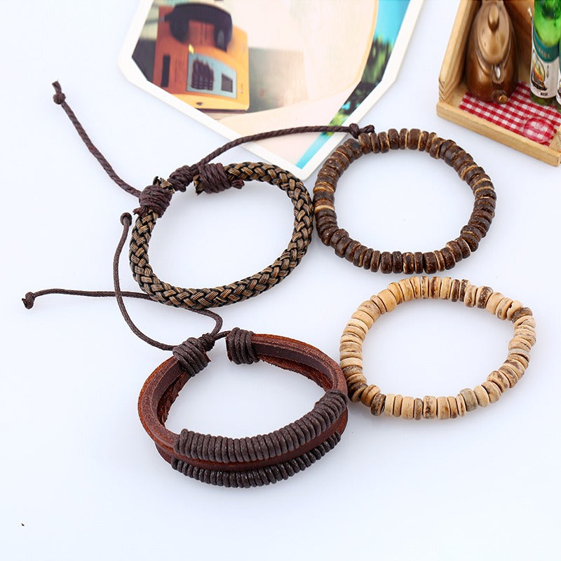 Minimalist Retro Cowhide Bracelet Set